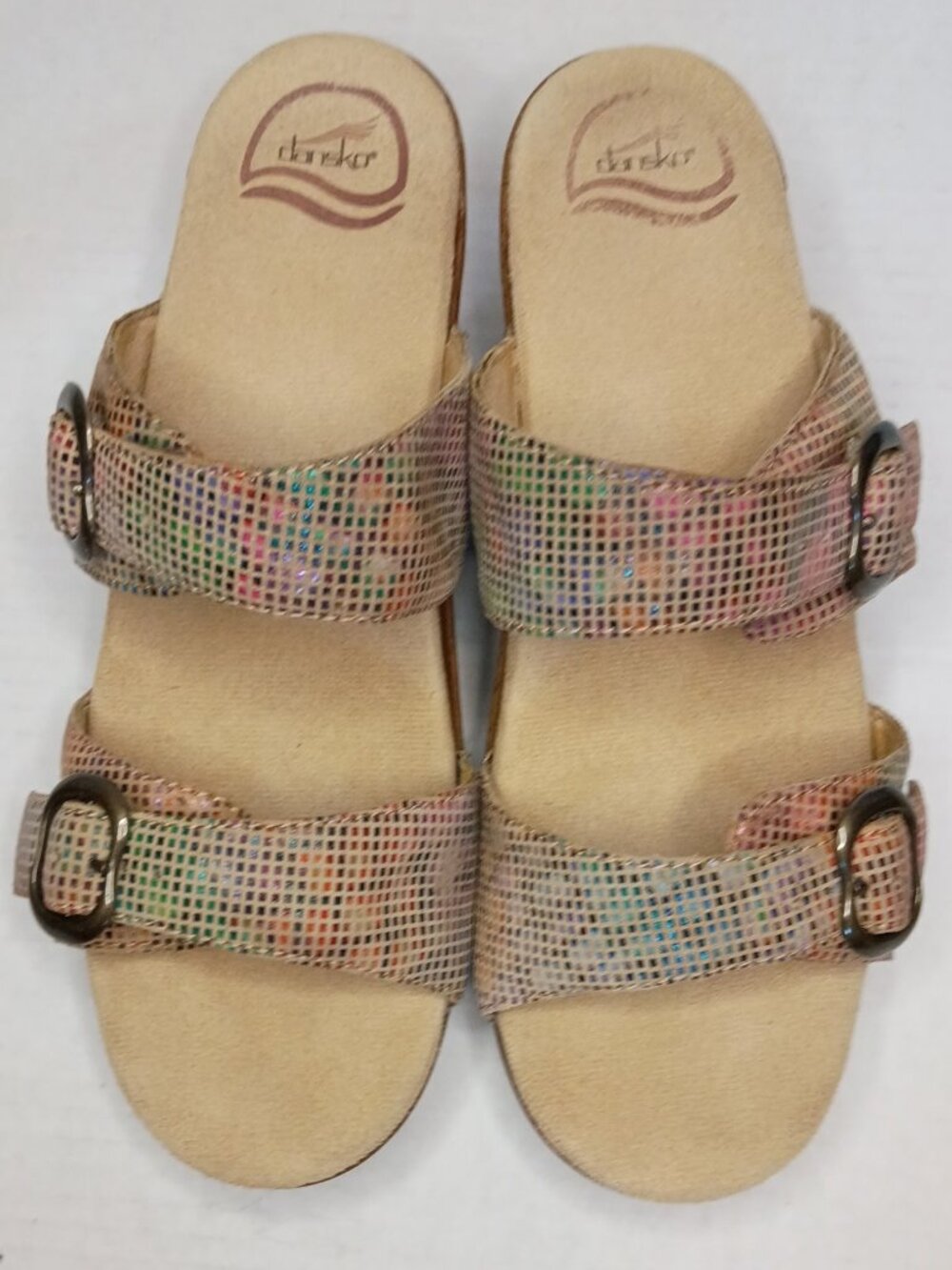 Dansko Sophie Stained Glass Metallic Wedge Sandals US Women's Size 9.5/ EU 40